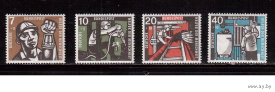 Германия(ФРГ)-1957,(Мих.270-273), *(след от накл.) , Рабочие профессии