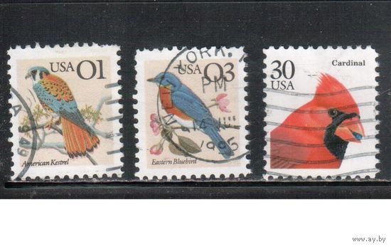 США-1991, (Мих.2149-2151), гаш. , Стандарт, Птицы,(полная серия)(3)