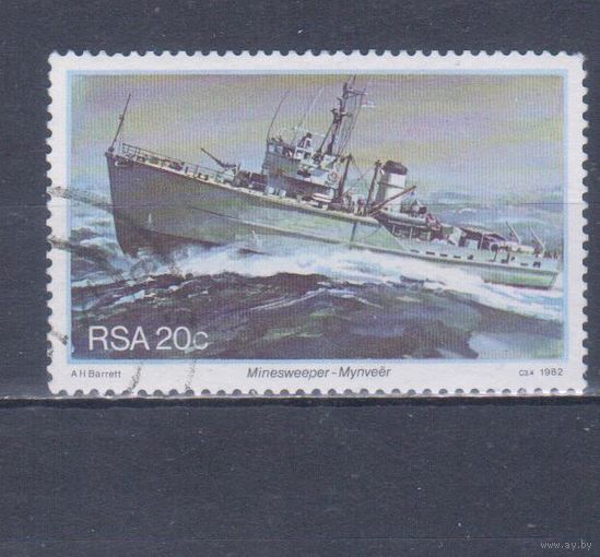 [1171] ЮАР 1982. Военно-морской флот.Корабль.Миноносец. Гашеная марка.