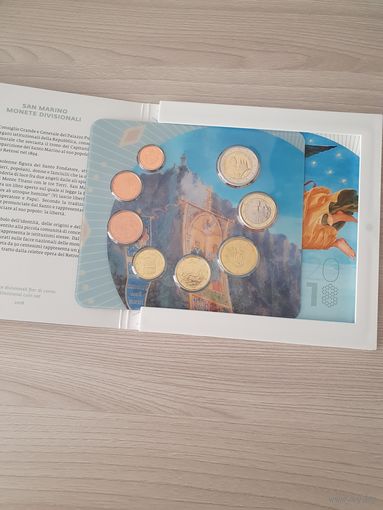 Сан-Марино 2018 год. 1, 2, 5, 10, 20, 50 евроцентов, 1, 2 евро. Официальный набор монет в буклете