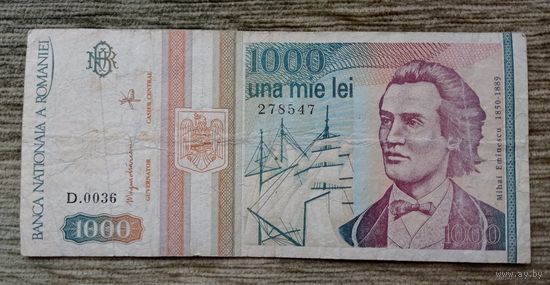 Werty71 Румыния 1000 лей 1993 года банкнота большой формат