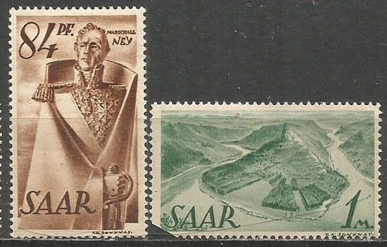 Французский СААР. Маршал Ней и река Саар. 1947г. Mi#224-05. Серия.