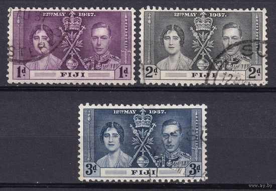8.BrKS. Великобритания. Колонии.  Фиджи. Коронация Георга VI и Елизаветы. 1937 г. Полная серия. Mi.##89-91.