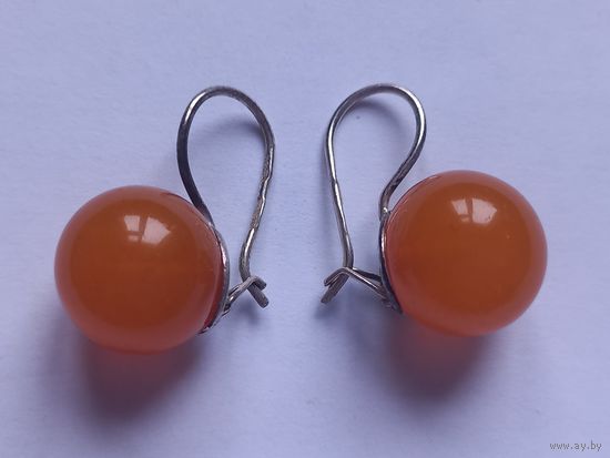 Серьги Янтарь, янтарные 925 серебро СССР