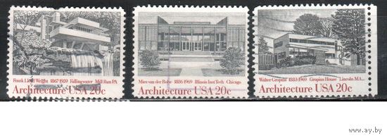 США-1982, (Мих.1600-1602) , гаш. ,Архитектура, 3 марки