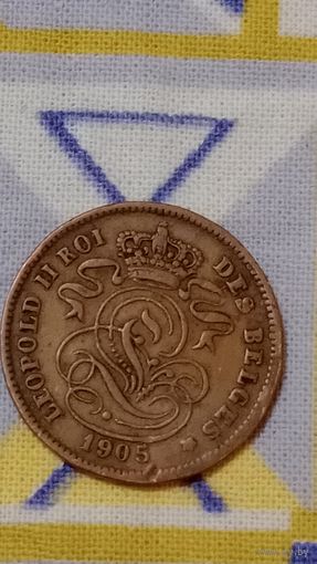 Бельгия 2 сантима 1905 belges