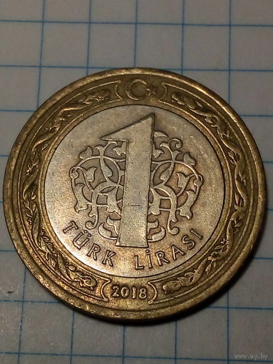 1 лира Турция 2018 год.