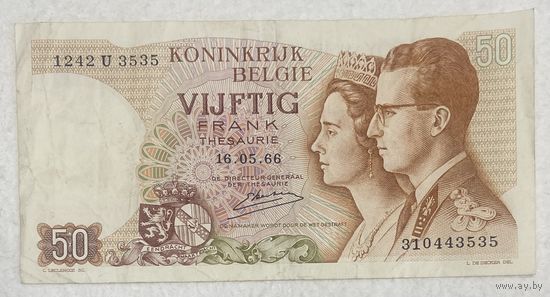 Банкнота 50 франков 1966 год. Бельгия