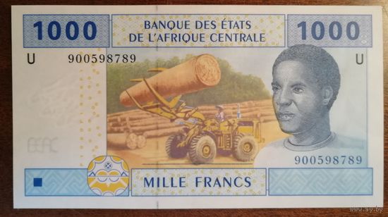 Камерун, Банк центральной Африки 1000 франков 2002 г., отметка "U" - Камерун, P:507U