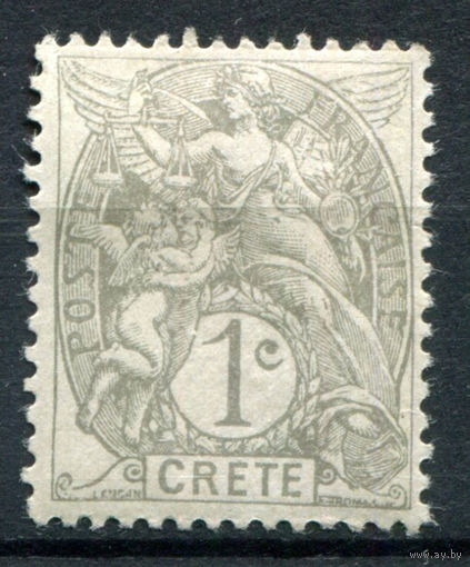 Крит, Французская почта - 1902/03г. - аллегория, 1 с - 1 марка - MH [Mi 1]. #3-WB-91-A-1