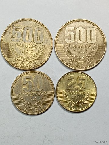 Коста-Рика 500 колонов 2003 , 2007 года , 50 колонов 2015 года и 25 колон 2005 года .