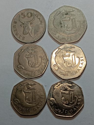 Гамбия 50 бутутов 1971 и 1 далоси 1987 , 1998 , 2011 , 2014 , 2016 года .