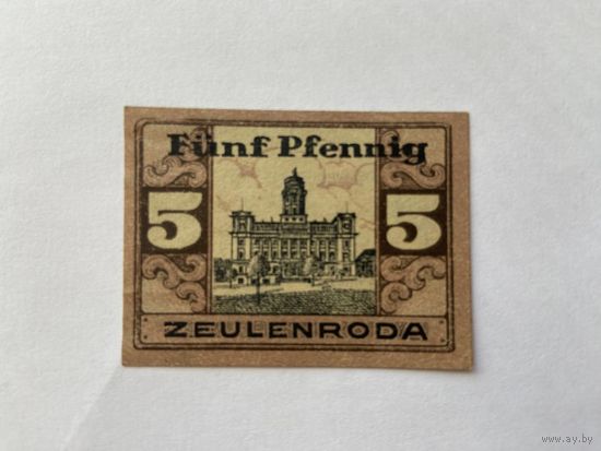 Нотгельд 5 пфеннигов Зеленрода. Веймарская республика - 1602