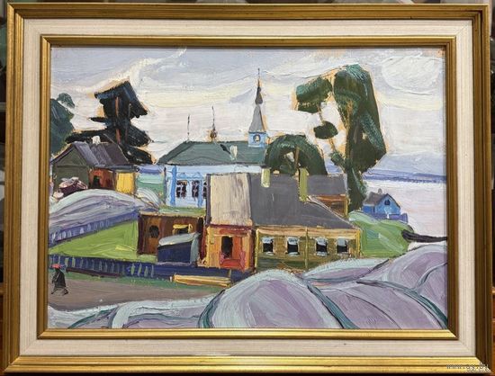 Рогалевич М.В "Белорусский пейзаж". Картон, масло. Размер с рамой 61х46,5 см.