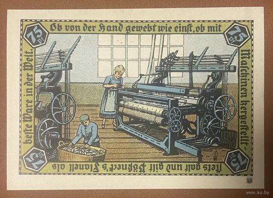Нотгельд 75 пфеннигов 1921 год. Пёснек. Веймарская республика