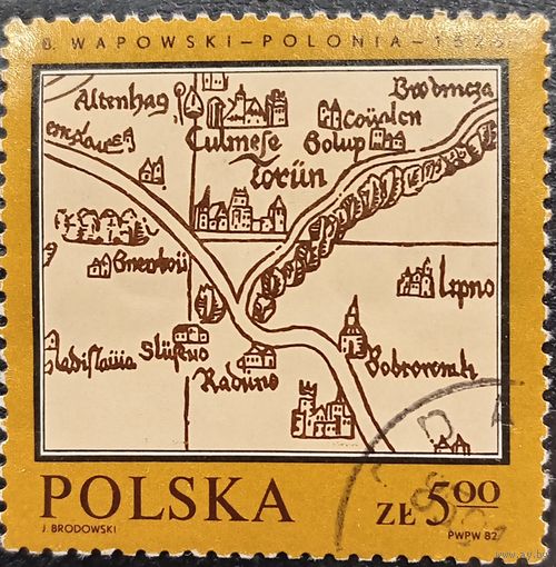 Польша 1982. Старая карта Польши 1526 год. Марка из серии
