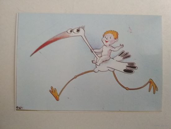 Карманный календарик . Аист. Болгария. 1987 год