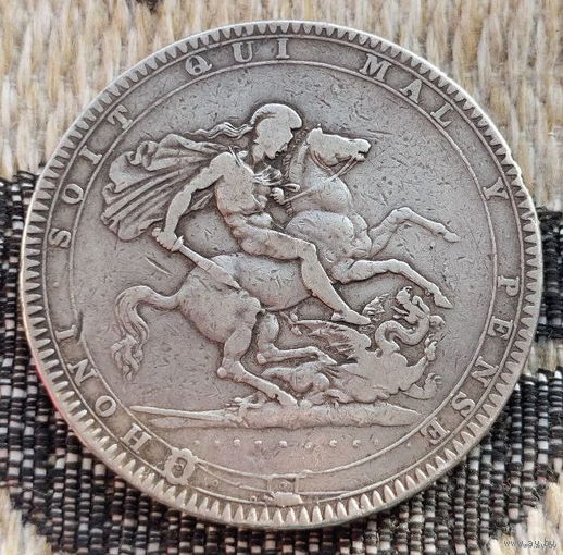 Великобритания 1 крона 1819 года, LIX. Георг III. Георгий Победоносец. Серебро 925. Сторгуй за свою цену, предложи обмен! S200