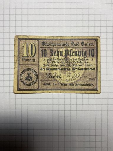 10 пфенигов (нотгельды) г. Германия.-2012