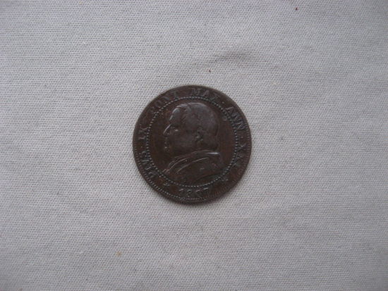 Папская область 1 сольдо 1867 год Пий IX