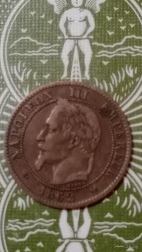 Франция 2 сантима 1862 К