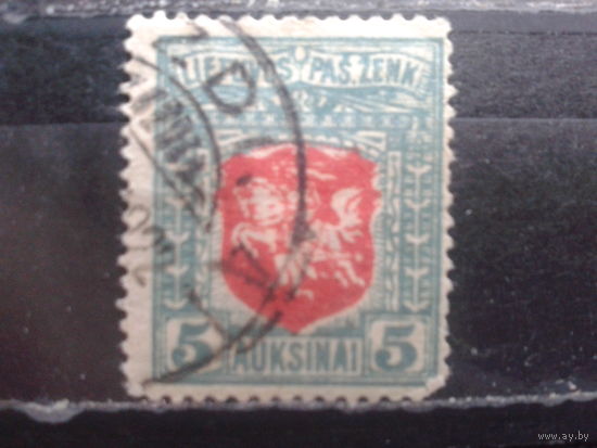 Литва, 1919, Стандарт, гербы, IV Берлинский выпуск, 5А, концевая