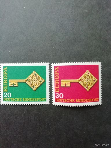 ФРГ 1968 Серия из двух марок "ЕВРОПА СЕПТ (EUROPA CEPT)" (чистые **) Мi.559-560 каталог 0.60 евро