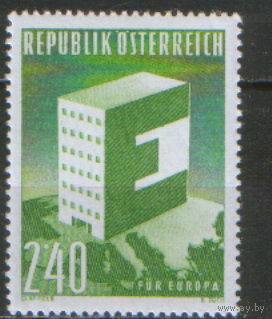 Полная серия из 1 марки 1959г. Австрия "СЕРТ. Литера "Е" в виде здания" MNH