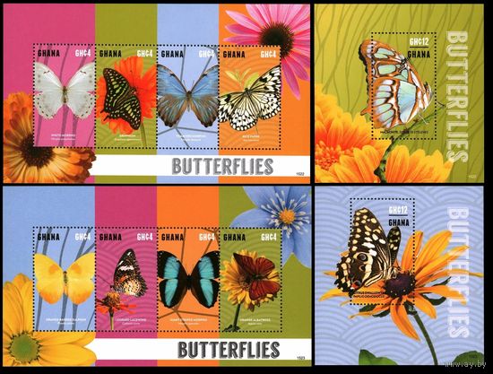 2015 Гана 4610-4613KL-4614-4617KL+B569-570 Бабочки 42,00 евро