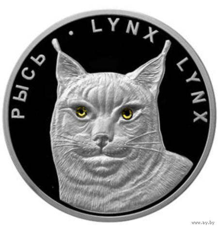 Рысь Беларусь 2008  20 рублей серебро