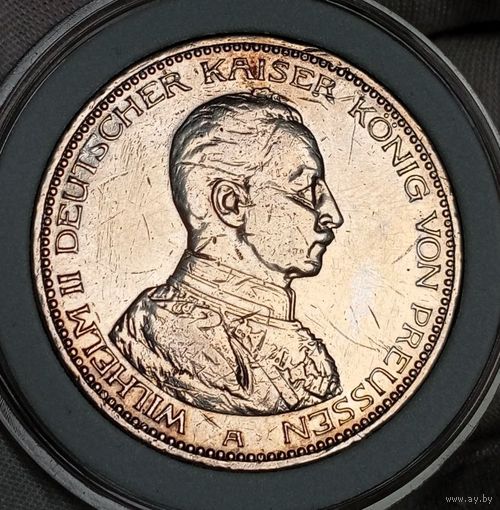 5м 1913, Пруссия, Вильгелм II в мундире, крупное серебро, хорошая! Смотрите также другие мои лоты!