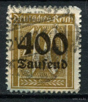 Рейх (Веймарская республика) - 1923 - Надпечатка нового номинала 400 Tsd на 40 Pf - [Mi.300] - 1 марка. Гашеная.  (Лот 52BH)