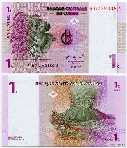 Конго. 1 сантим (образца 1997 года, P80, UNC)