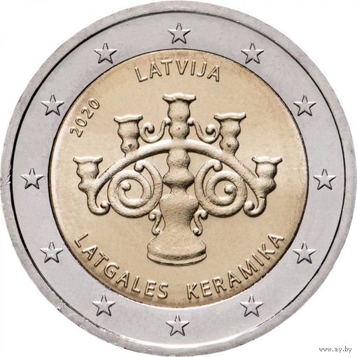 Латвия 2 евро, 2020 Латгальская керамика UNC