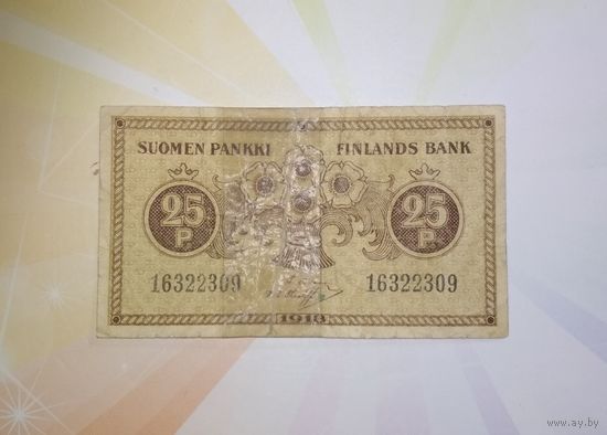 Финляндия 25 пени 1918г.