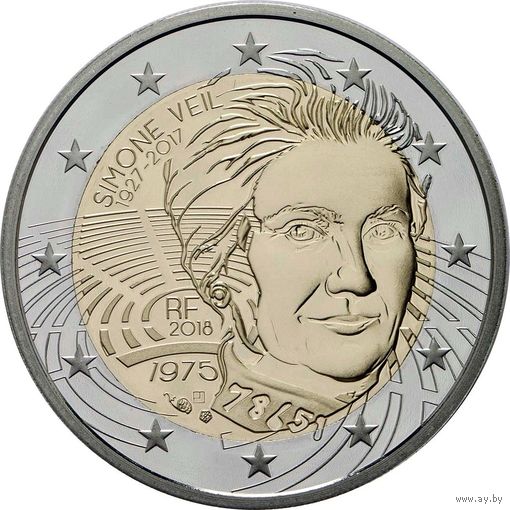 2 евро 2018 Франция Симона Вейль UNC из ролла