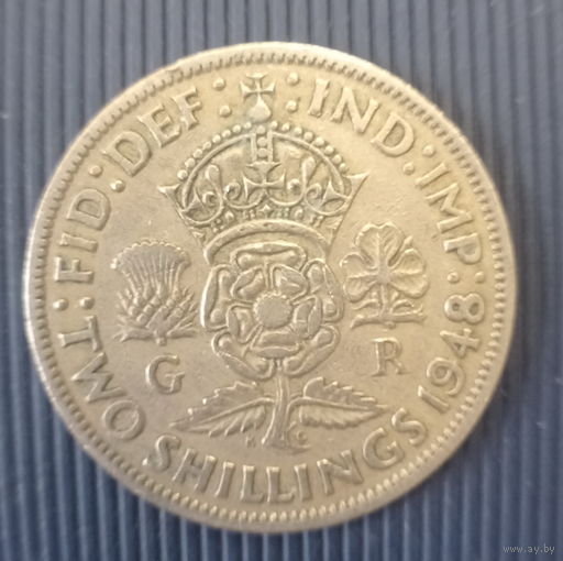 Великобритания 2 шиллинга 1948 год король Георг VI с IND: IMP: