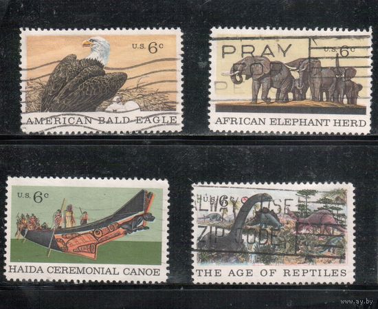 США-1970, (Мих.999-1002) , гаш. , Фауна, Индейцы (полная серия)(4)