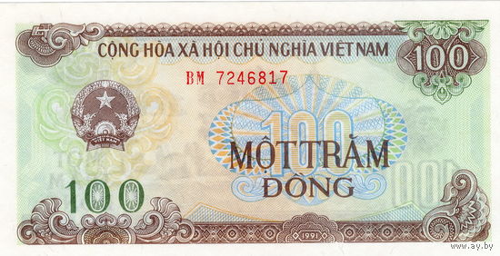 Вьетнам, 100 донгов, 1991 г., P-105, UNC