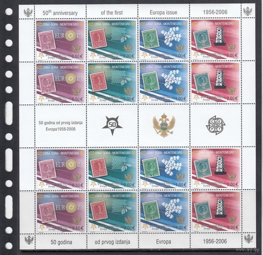 Европа СЕПТ Марка на Марке 2006 Черногория MNH полная серия 4 м зуб Х 4 ЛИСТ