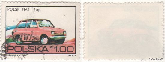 Польша 1973-12 2289 марка из серии Польский транспорт 1,00zl польский FIAT 126p k-098 (a1-09 ТОРГ/ВАША ЦЕНА