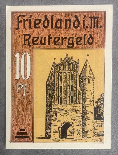 Нотгельд 10 пфеннигов 1922 год. Фридланд. Веймарская республика.