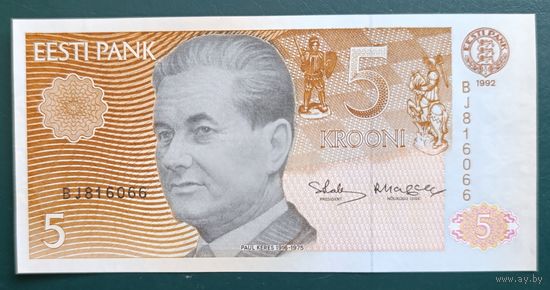 5 крон 1992 года - Эстония - UNC