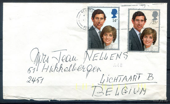 Великобритания - 1981г. - свадьба принца Чарльза и принцессы Дианы - 1 конверт - полная серия [Mi 884-885]. #3-GB-91-CP-13