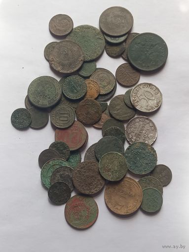 Монеты разные  для опытов , 52 штуки , с 1 рубля, без мц
