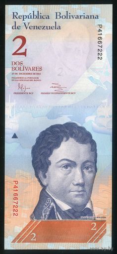 Венесуэла 2 боливара 2012 г. Р88e. Серия P. UNC