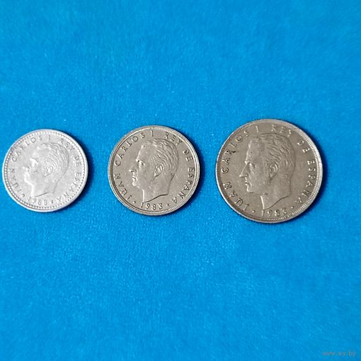 1 песета-5 песет-25 песет.Испания.