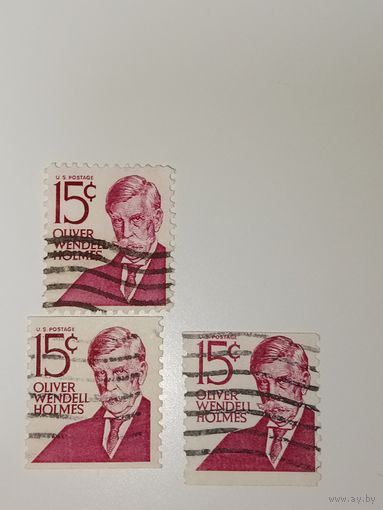 США 1968 Марки посвящены Оливеру Уэнделлу Холмсу-младшему, судье Верховного суда США.