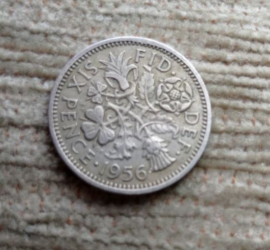 Werty71 Великобритания 6 пенсов 1956 Елизавета 2