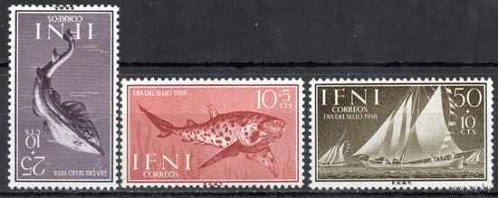 Испанская Ифни 1958. Фауна. Корабль. Рыбы. 3 марки 178-80